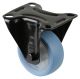 Transportrolle L810.B44.081.05, Bockrollen, Anschraubplatte, Material/Art des Radkörpers: Kunststoff natur, Material der Lauffläche: thermoplastischer Gummi hellblau, Lager: Rollenlager, Ø Rad:  80 mm, Tragkraft: 100 kg