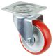 Transportrolle LB500.B31.100, Produkttyp: Lenkrollen, Befestigung: Anschraubplatte, Ø Schraubloch: 11 mm, Material/Art des Radkörpers: Kunststoff, Material der Lauffläche: Polyurethan rot 98 +/-4 Shore A, Lager: Rollenlager, Ø Rad:  100 mm, Tragkraft: 140