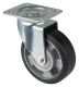 Transportrolle LB500.B80.125, Produkttyp: Lenkrollen, Befestigung: Anschraubplatte, Ø Schraubloch: 11 mm, Material/Art des Radkörpers: Aluminium, Material der Lauffläche: Elastikgummi schwarz, Lager: Kugellager, Ø Rad:  125 mm, Tragkraft: 200 kg