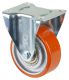 Transportrolle LB510.C10.100, Produkttyp: Bockrollen, Befestigung: Anschraubplatte, Ø Schraubloch: 11 mm, Material/Art des Radkörpers: Guss, Material der Lauffläche: Prothane® Guss-Polyurethan 95 +/-3 Shore A, Lager: Kugellager, Ø Rad:  100 mm, Tragkraft: