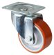 Transportrolle LSS400.C10.125, Produkttyp: Lenkrollen, Befestigung: Anschraubplatte, Ø Schraubloch: 11 mm, Material/Art des Radkörpers: Guss, Material der Lauffläche: Prothane® Guss-Polyurethan 95 +/-3 Shore A, Lager: Kugellager, Ø Rad:  125 mm, Tragkraft
